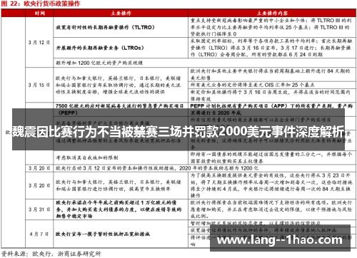 魏震因比赛行为不当被禁赛三场并罚款2000美元事件深度解析